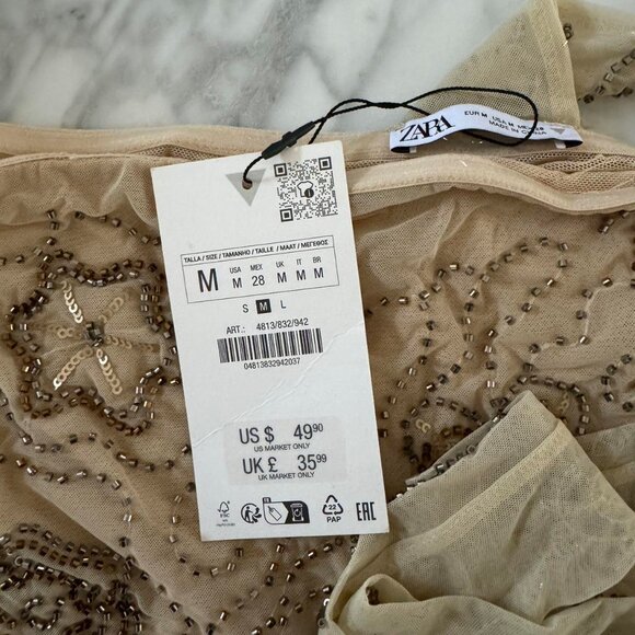 Zara beaded tulle top NWT - Picture 4 of 5